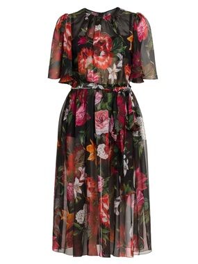 Dolce & Gabbana Black Floral Midi Dress